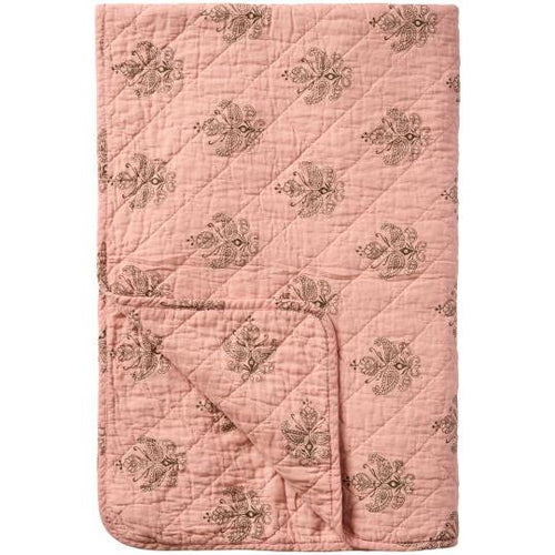 Quilt rosa m/mørkegråt blokmønster