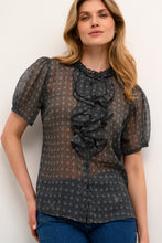 Indlæs billede til gallerivisning Cream - Kinia SS Blouse - Asphalt Flower Pinstripe