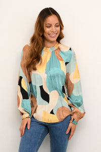 Culture - Dana LS Blouse - Green Milieu Art