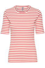 Indlæs billede til gallerivisning Culture - Dolly O-neck T-shirt - White Red Stripe