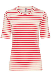 Culture - Dolly O-neck T-shirt - White Red Stripe