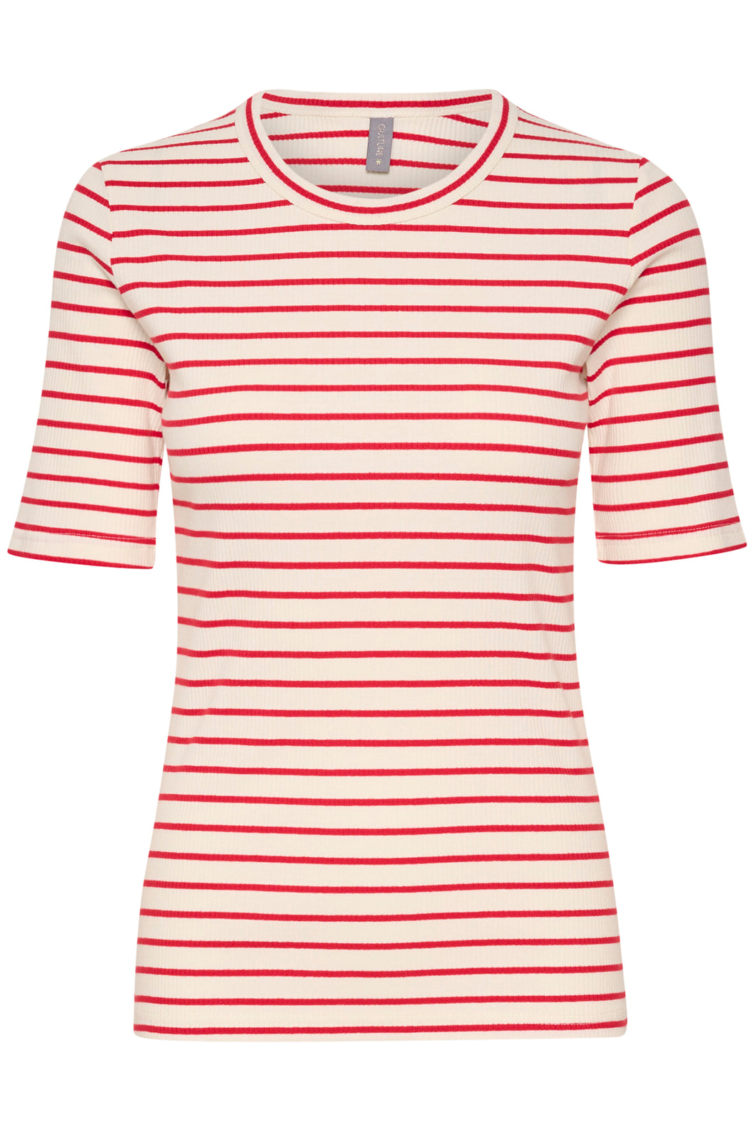 Culture - Dolly O-neck T-shirt - White Red Stripe