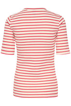 Indlæs billede til gallerivisning Culture - Dolly O-neck T-shirt - White Red Stripe