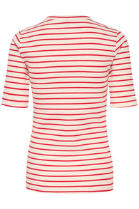 Culture - Dolly O-neck T-shirt - White Red Stripe