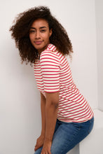 Indlæs billede til gallerivisning Culture - Dolly O-neck T-shirt - White Red Stripe