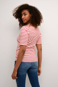 Culture - Dolly O-neck T-shirt - White Red Stripe