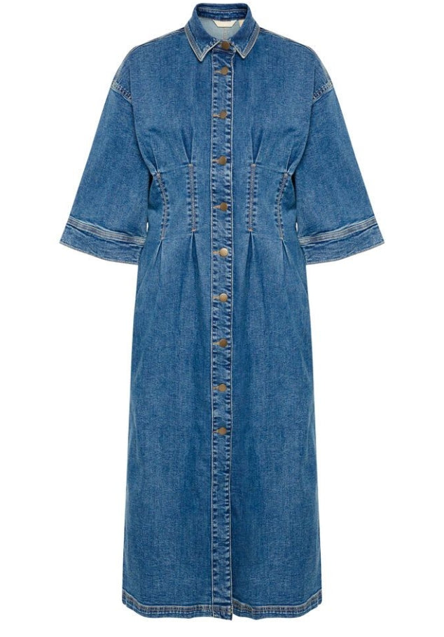 Cucyrine ami long dress, medium vintage blue wash