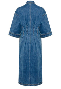 Cucyrine ami long dress, medium vintage blue wash