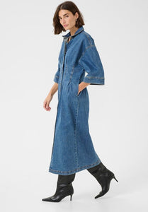 Cucyrine ami long dress, medium vintage blue wash