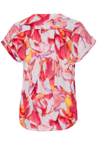 ICHI "Pomona SS" skjorte i fv. carmine multi colour