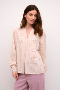 CRIjia shirt fv. cream print ancient scroll