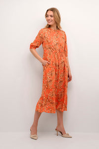 Cream "Rosina SS" kjole i fv. Exotic Orange Paisley