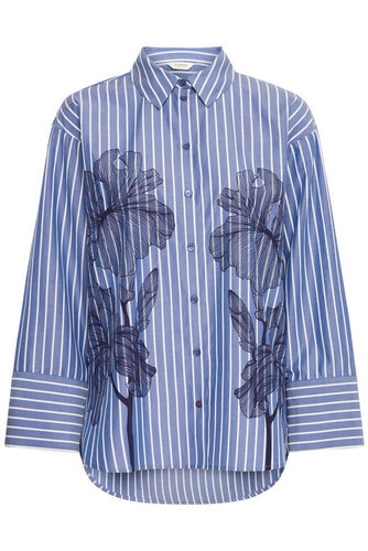 Byfiras flower shirt, Blue quartz mix