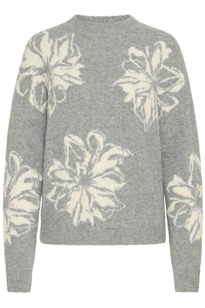 Byomea flower jumper 2, mid grey melange mix