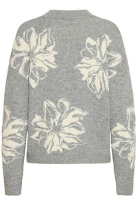Byomea flower jumper 2, mid grey melange mix