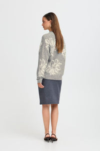 Byomea flower jumper 2, mid grey melange mix