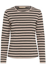 Indlæs billede til gallerivisning CUalin Langærmet T-shirt Dune Melange/Black Strip
