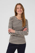Indlæs billede til gallerivisning CUalin Langærmet T-shirt Dune Melange/Black Strip