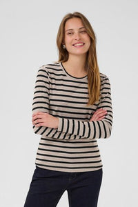 CUalin Langærmet T-shirt Dune Melange/Black Strip