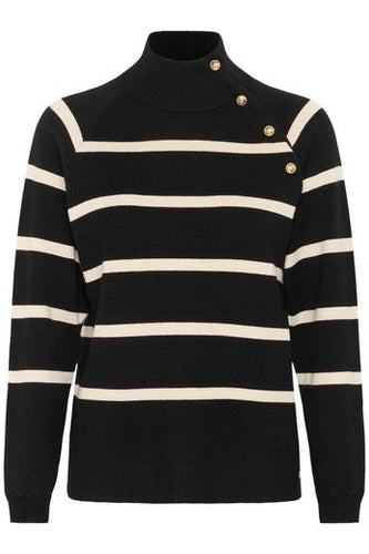 CRDela Button Pullover Black/White