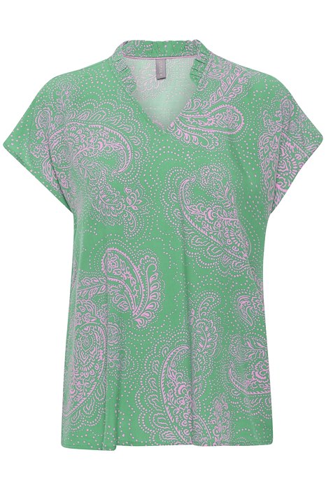Polly SS blouse fv. green/pink paisley