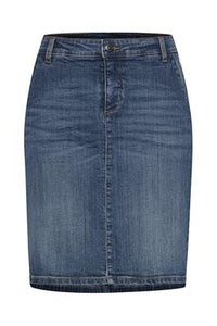 Fransa "Selma" denim nederdel i fv. medium blå