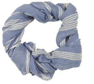 Ib Laursen - Tørklæde i fv. blå m. dobbelt striber
