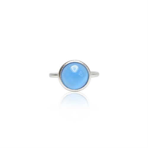 Zefina ring - Cat Eye light blue forsølvet